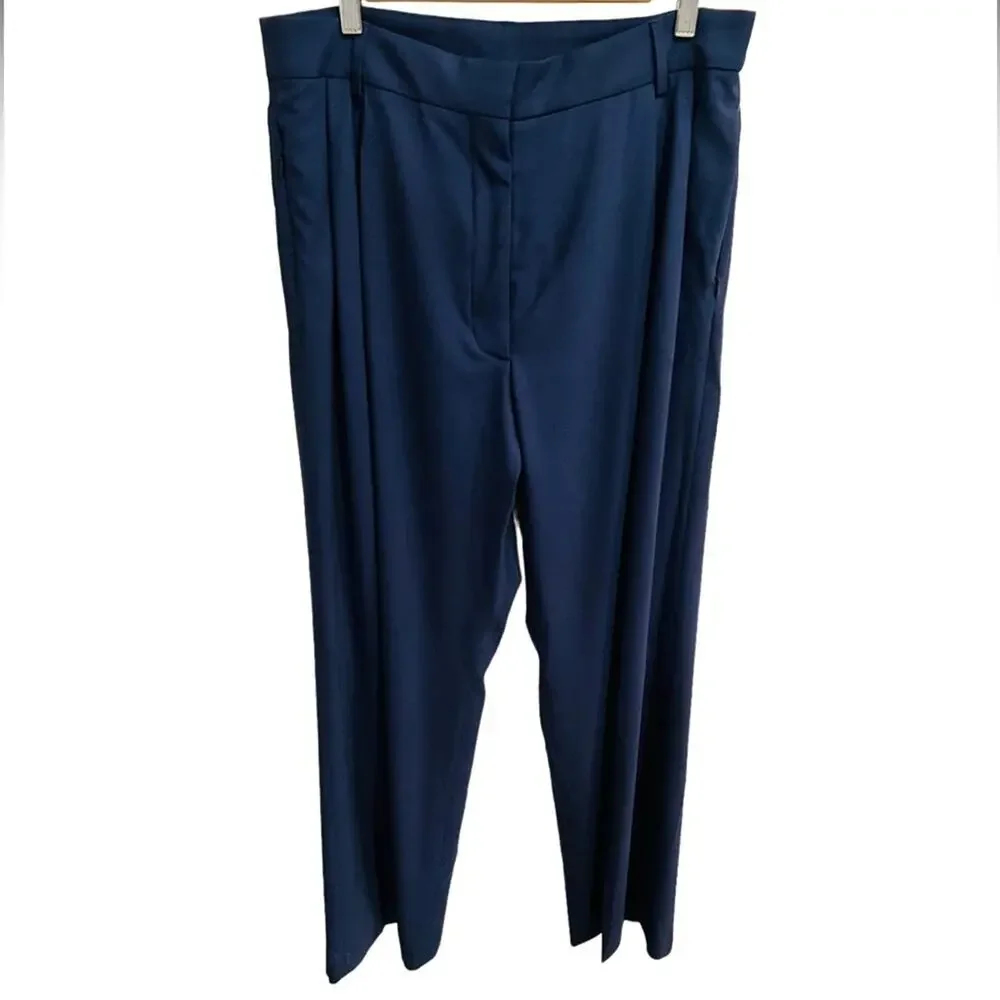 FRAME High Waist Wide Leg Trousers in Blue Size 14 NWT